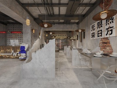 工业风烤肉店3D模型下载